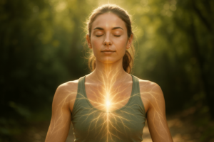 Woman practicing breathwork to improve spiritual energy flow