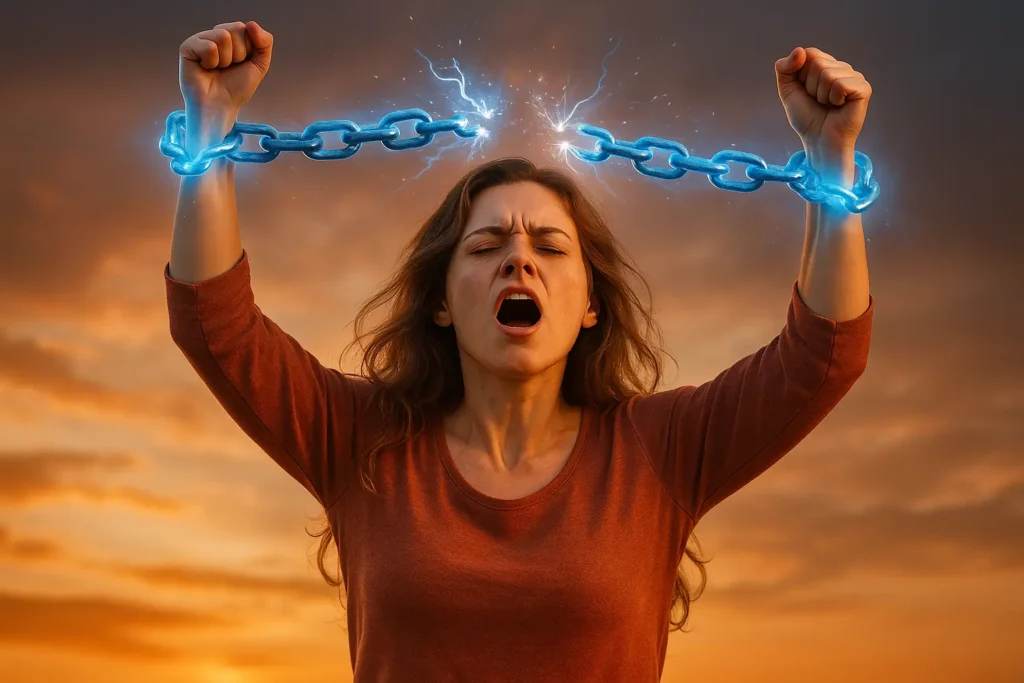 woman breaking free from energetic chains